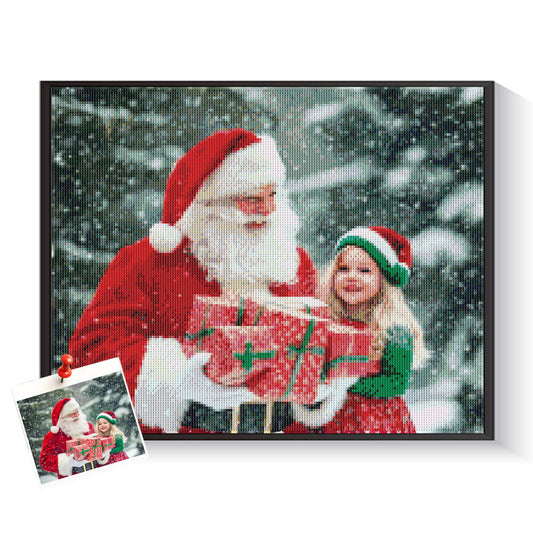 Custom Santa Claus diamond painting created from a holiday photo